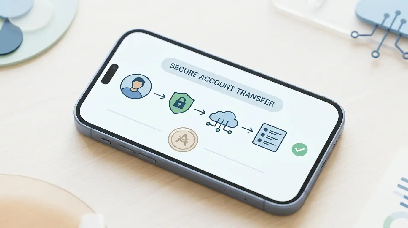 Editorial illustration of an Australian dollar account-to-account payment flow using a PayID-style identifier without casino or bank branding